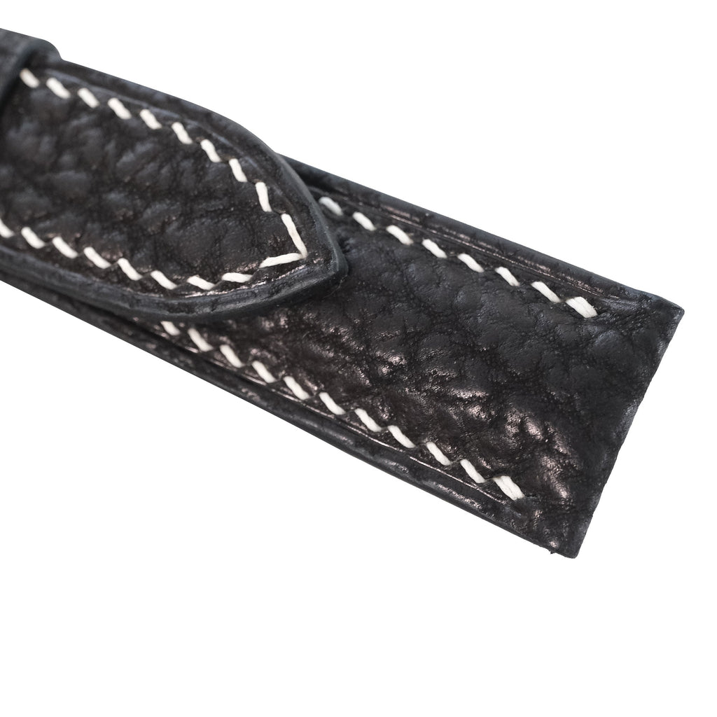 Padded Black Shark Leather Watch Strap