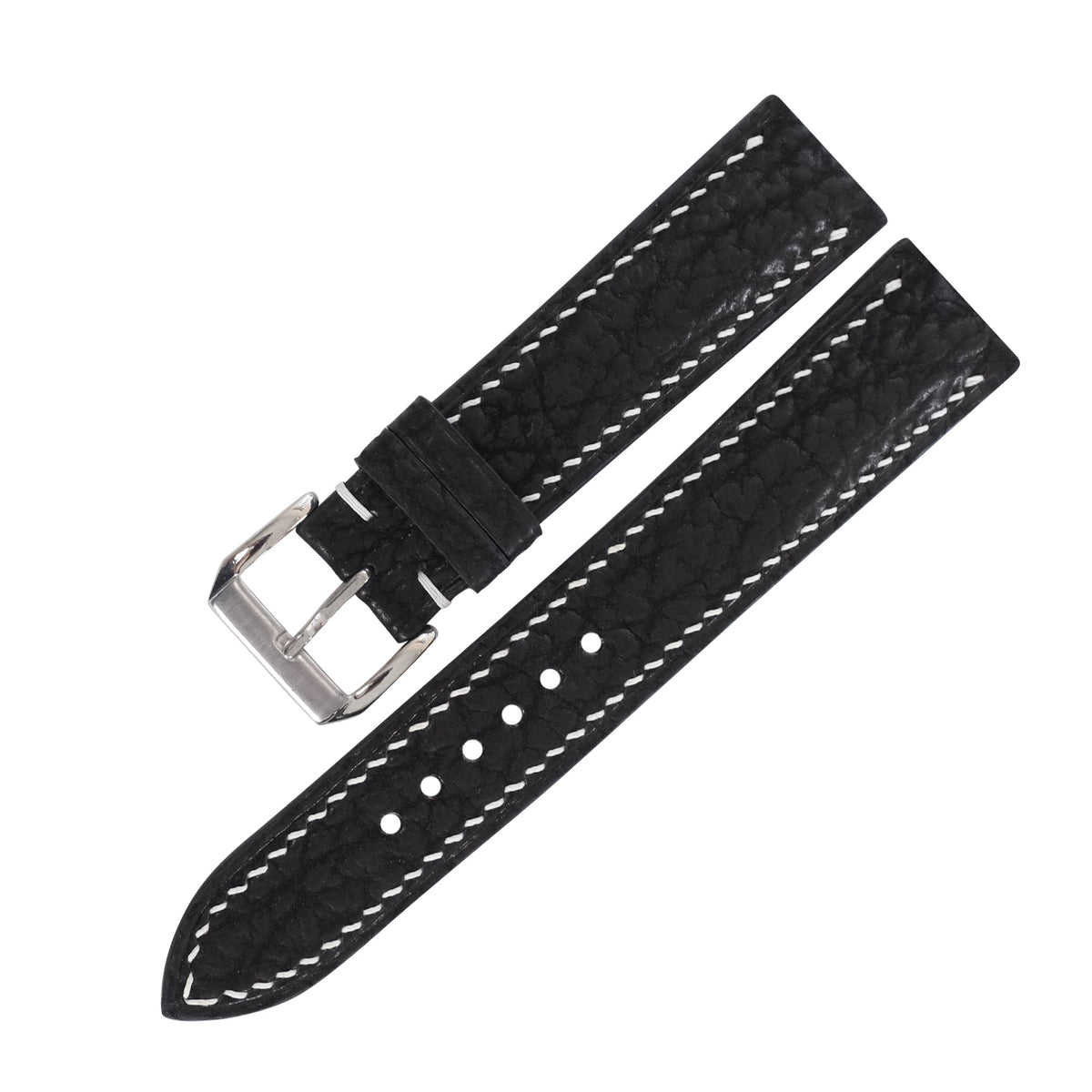 Padded Black Shark Leather Watch Strap