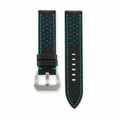 Black and Turquoise Racing Epsom Leather Watch Strap