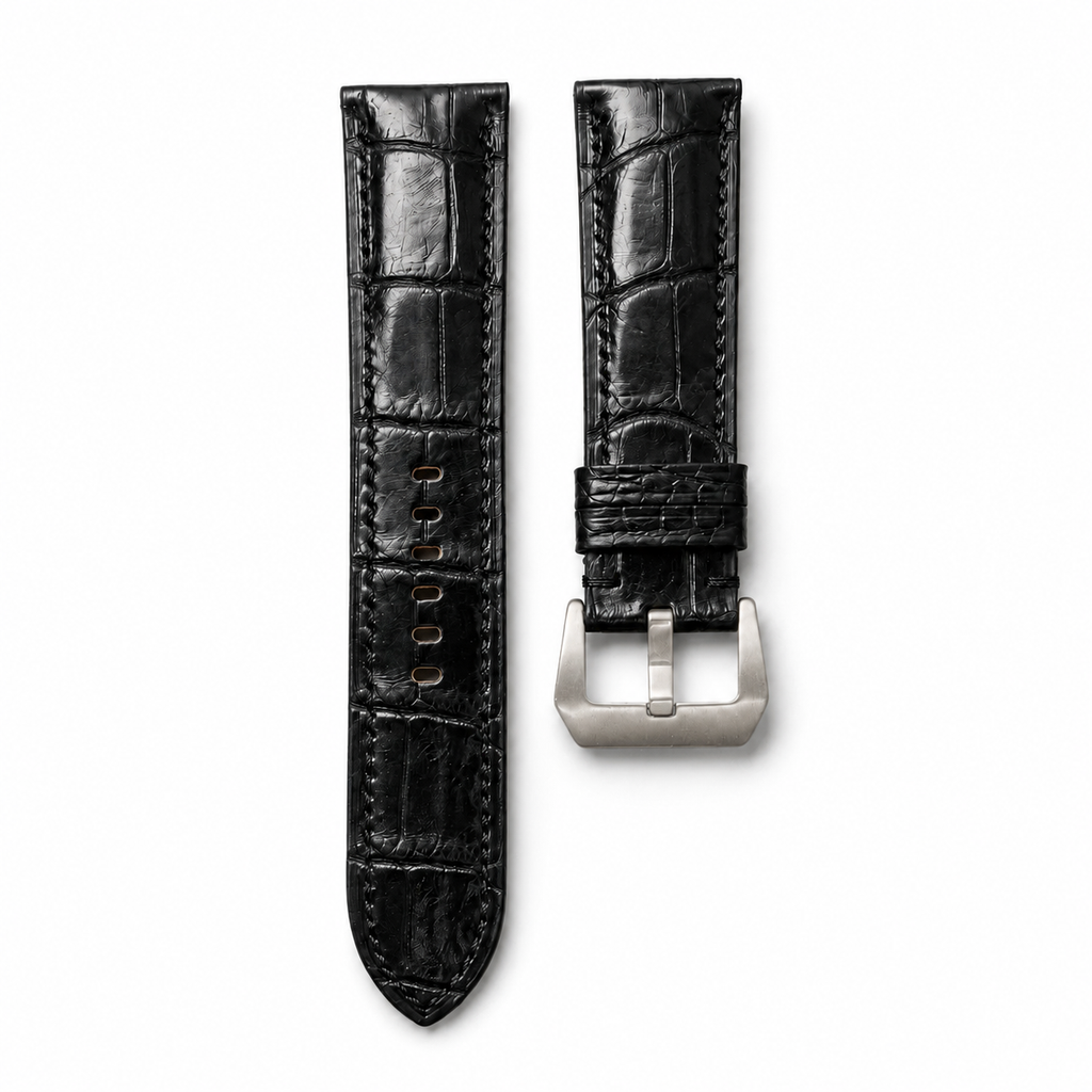 Black Alligator Leather Watch Strap