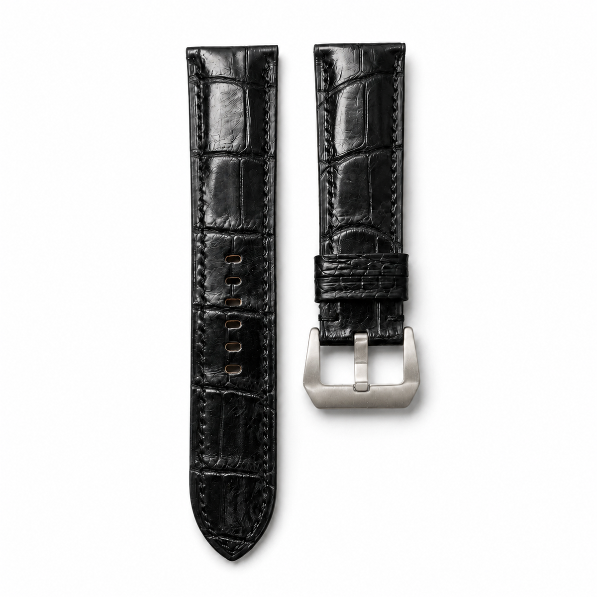 Black Alligator Leather Watch Strap