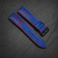 Blue and Red Racing Small Holes Rally Epsom Leather Watch Strap