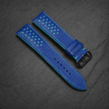 Blue and Turquoise Racing Small Holes Rally Epsom Leather Watch Strap