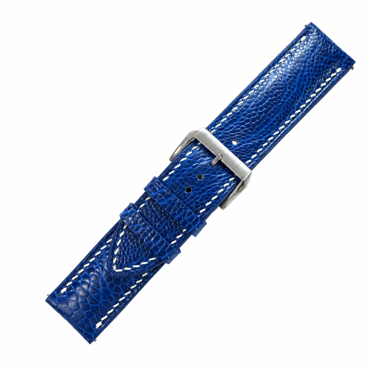 Blue Fine Scale Ostrich Leg Leather Watch Strap