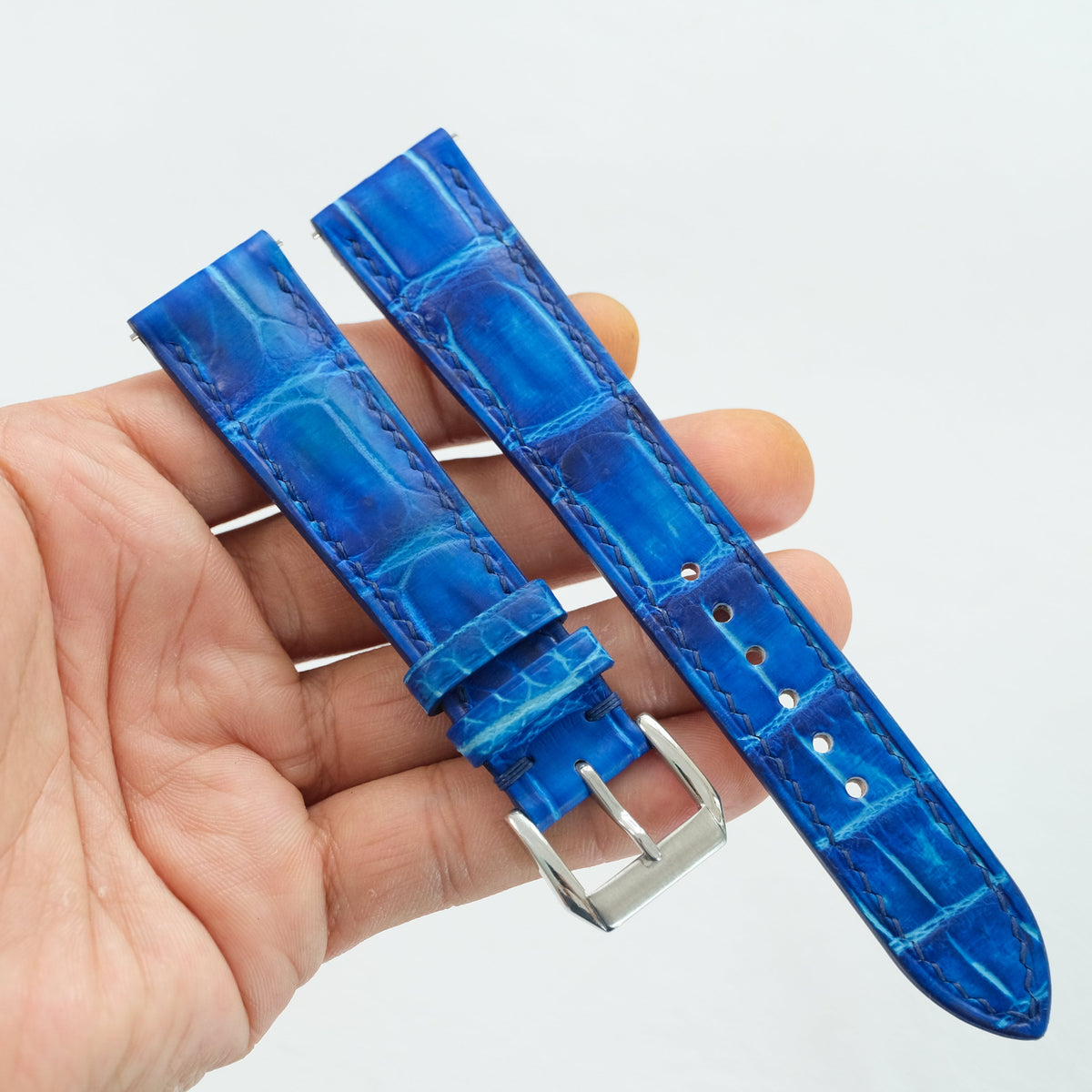 Blue Patina Alligator Leather Watch Strap