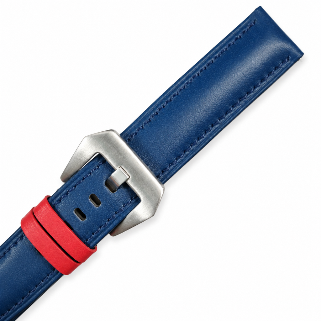 Blue with Red Swift Leather Watch Strap