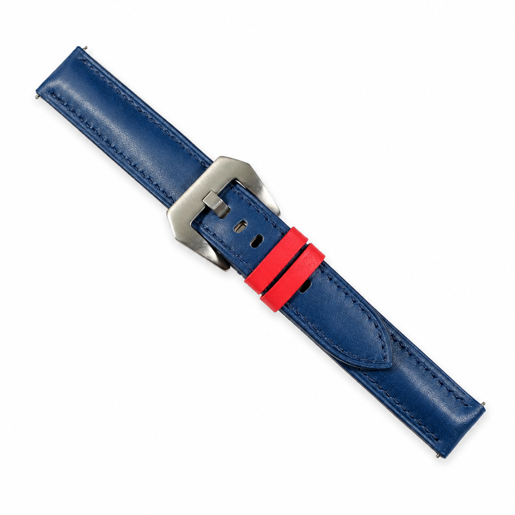 Blue with Red Swift Leather Watch Strap