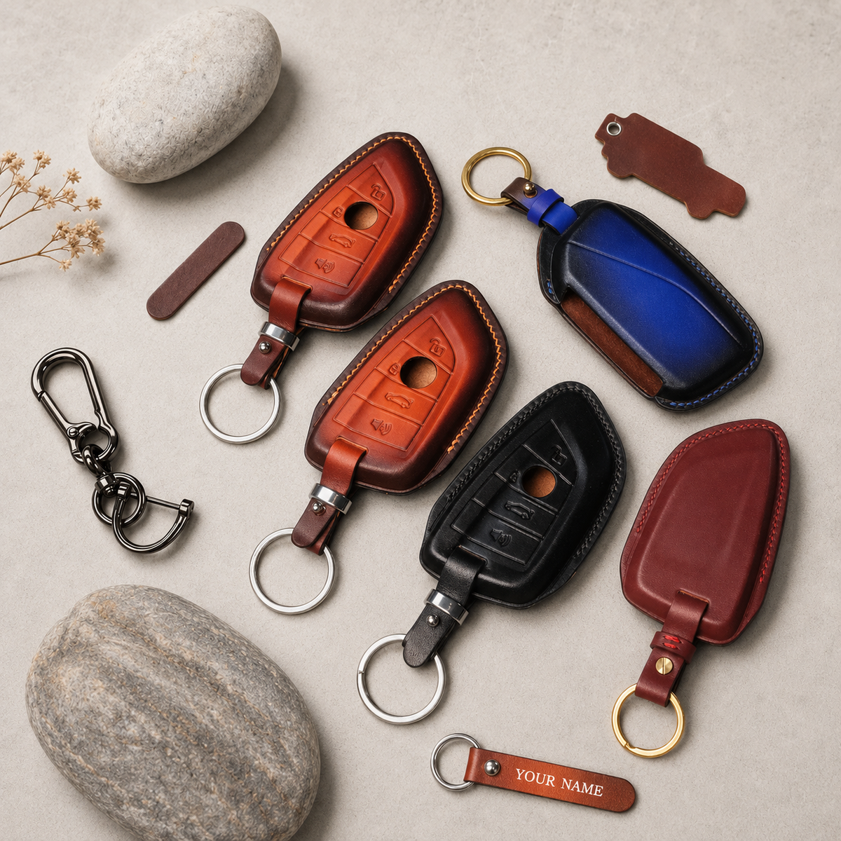 Custom Leather Key Fob Cover Compatible with BMW i Series