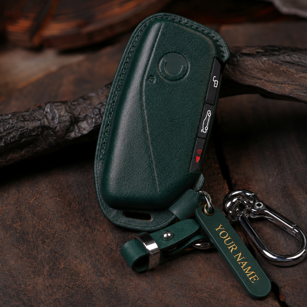 Custom Leather Key Fob Cover Compatible with BMW 1 2 3 4 5 Series