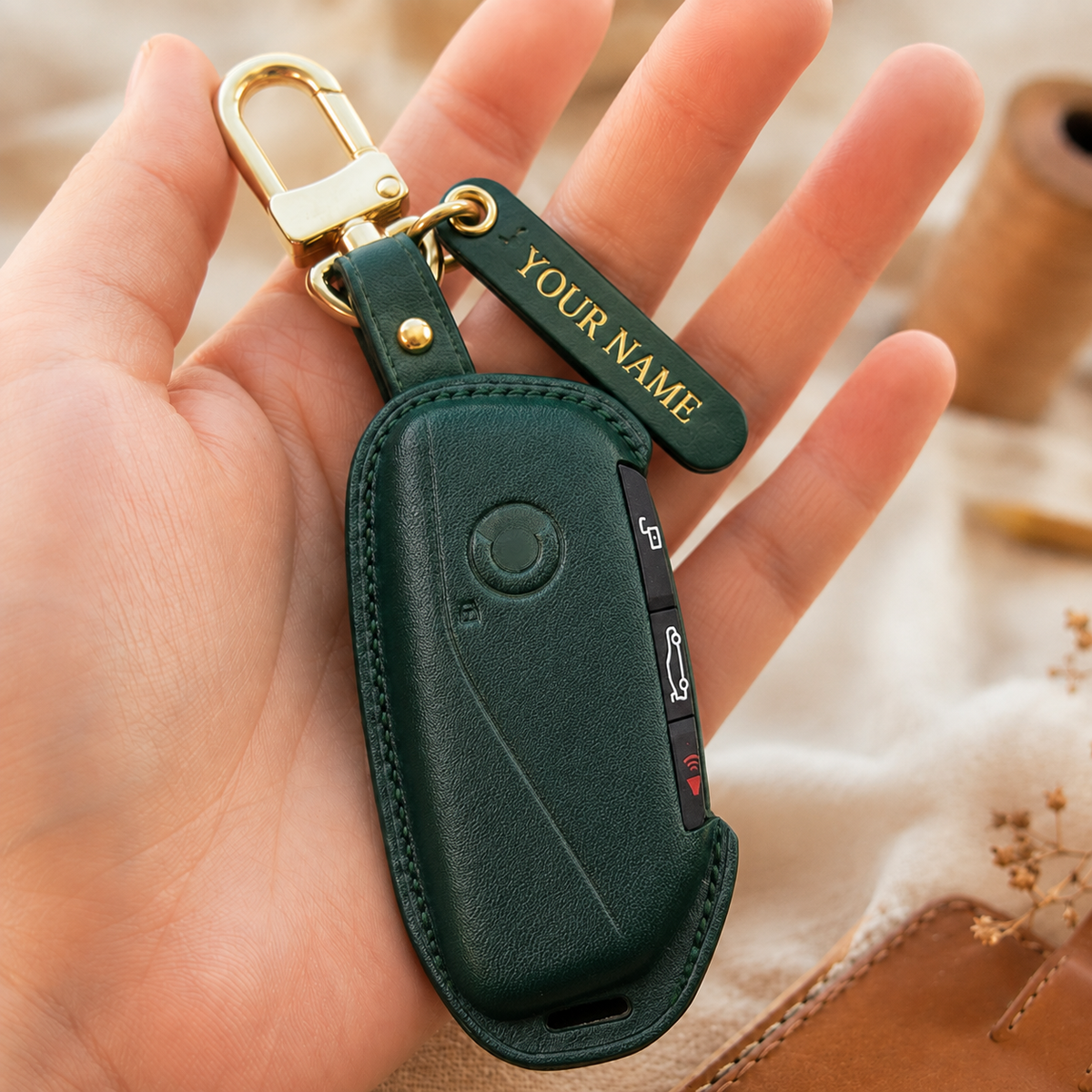 Custom Leather Key Fob Cover Compatible with BMW 1 2 3 4 5 Series
