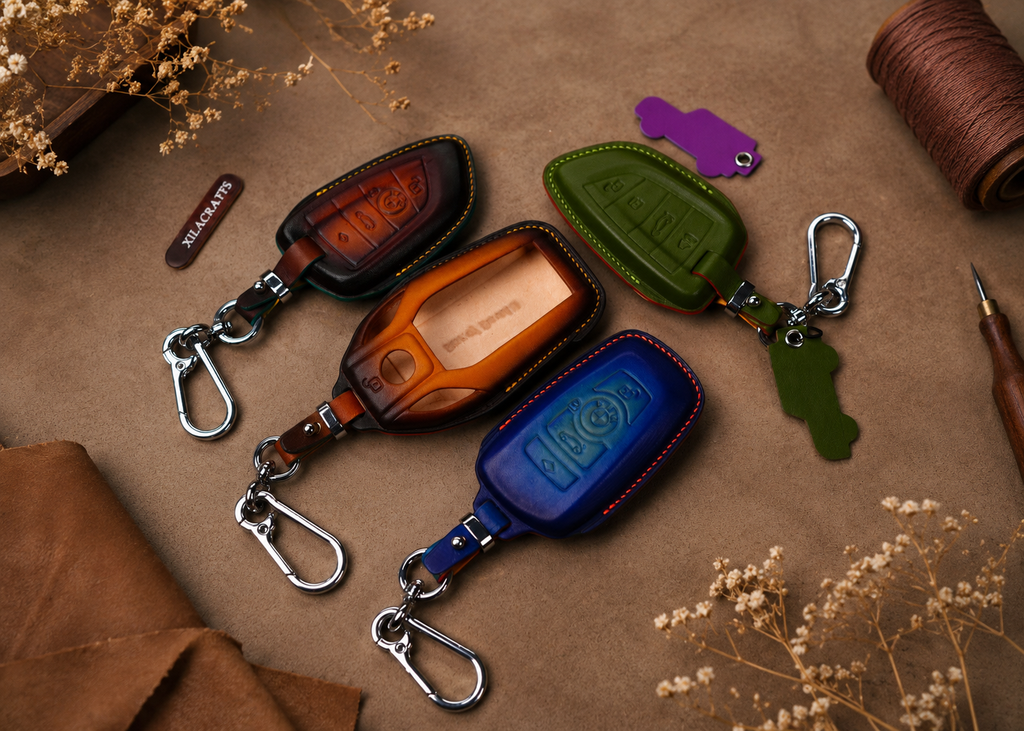 Custom Leather Key Fob Cover Compatible with BMW X Series, i Series and G Series