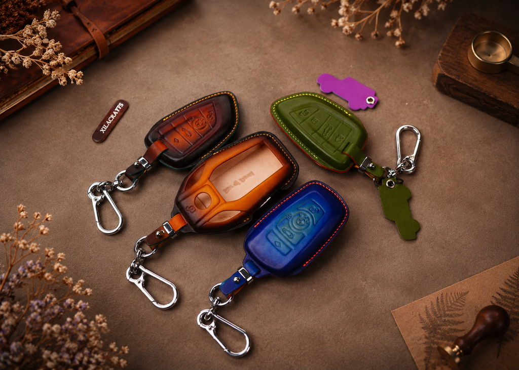 Custom Leather Key Fob Cover Compatible with BMW X Series, i Series and G Series