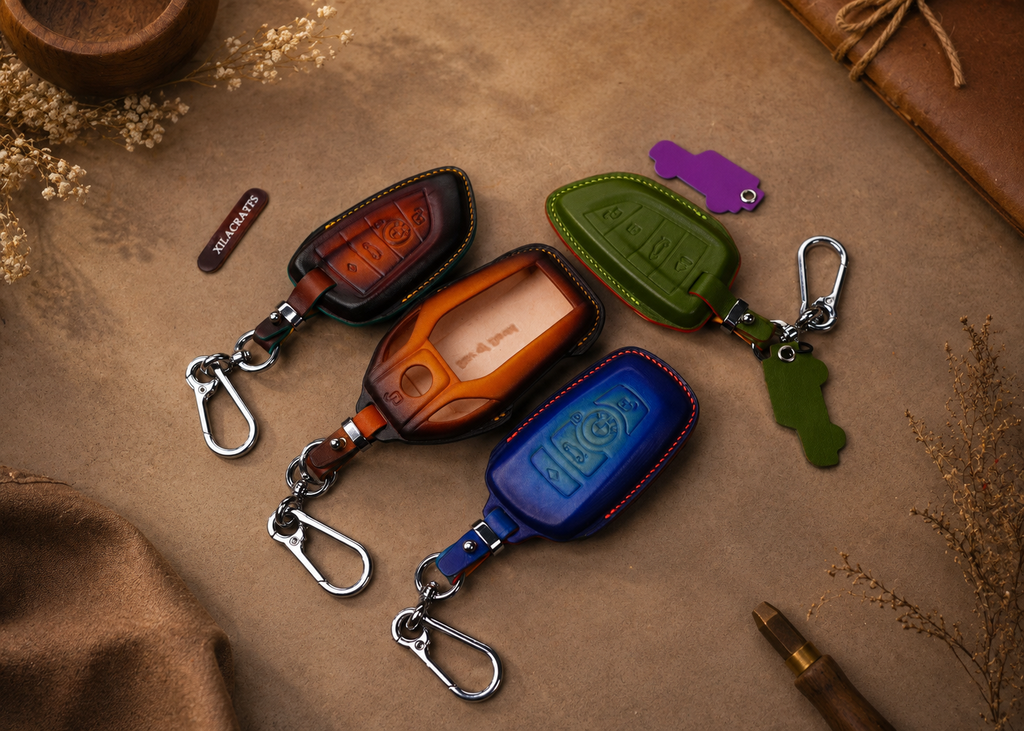 Custom Leather Key Fob Cover Compatible with BMW X Series, i Series and G Series