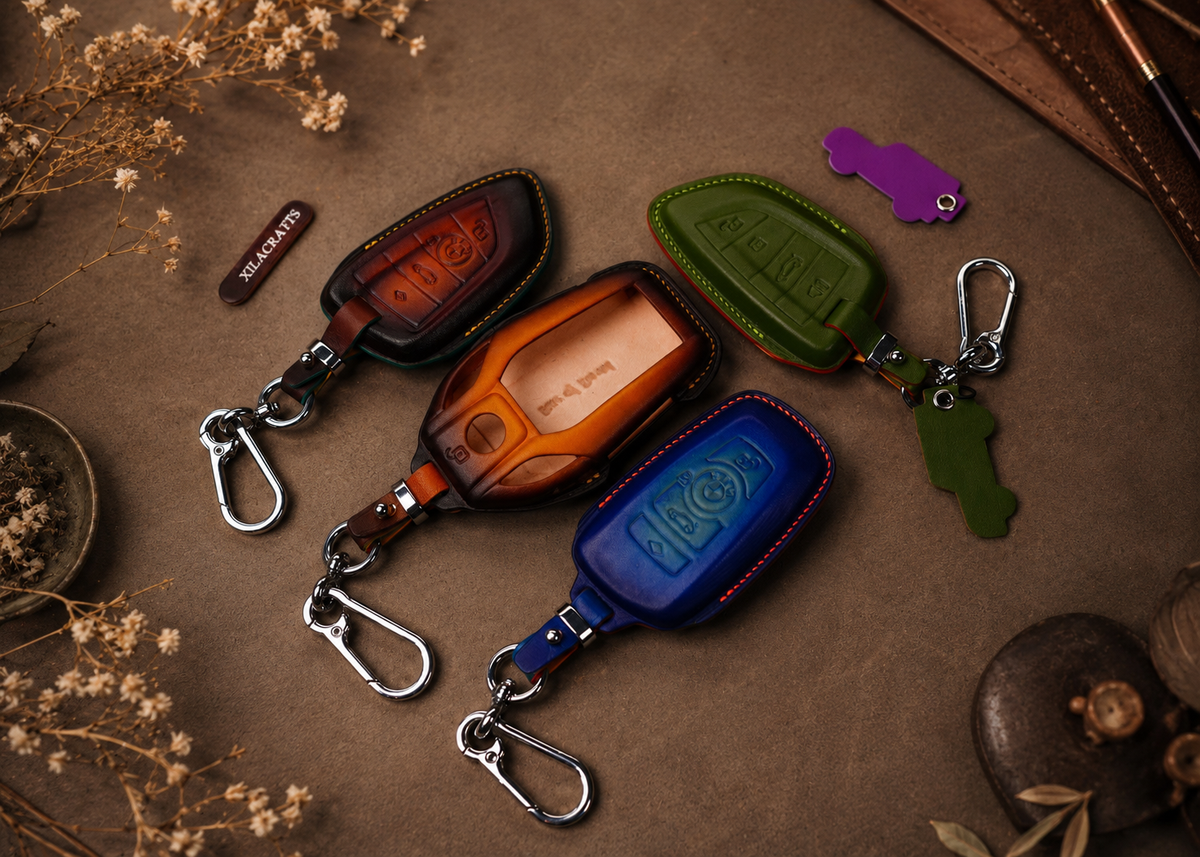 Custom Leather Key Fob Cover Compatible with BMW X Series, i Series and G Series