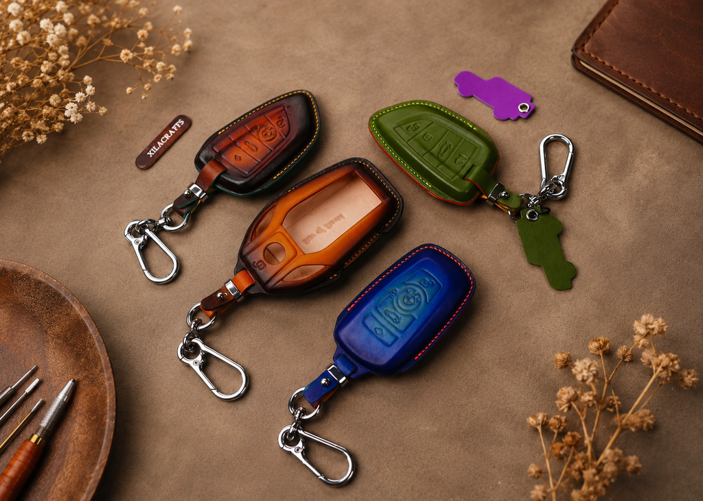 Custom Leather Key Fob Cover Compatible with BMW X Series, i Series and G Series