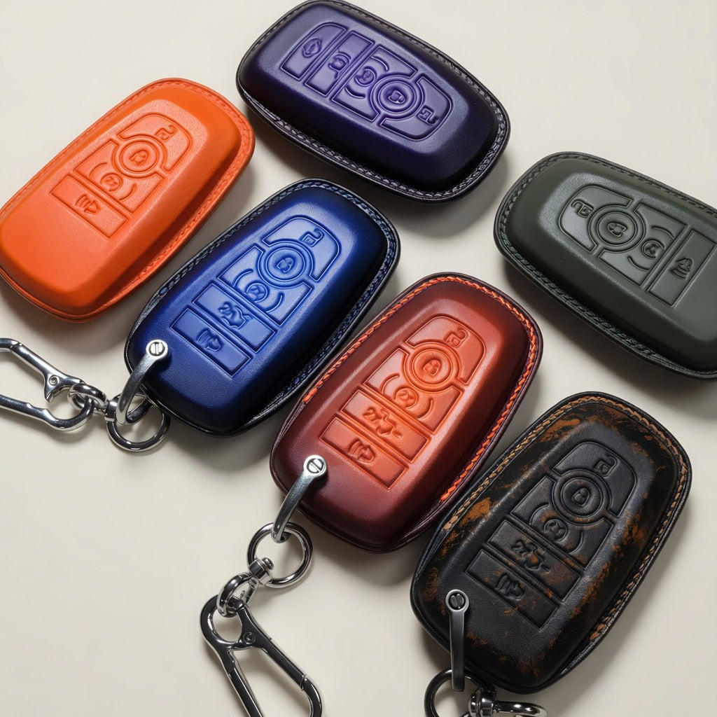 Personalized Leather Key Fob Cover Compatible with Ford Bronco