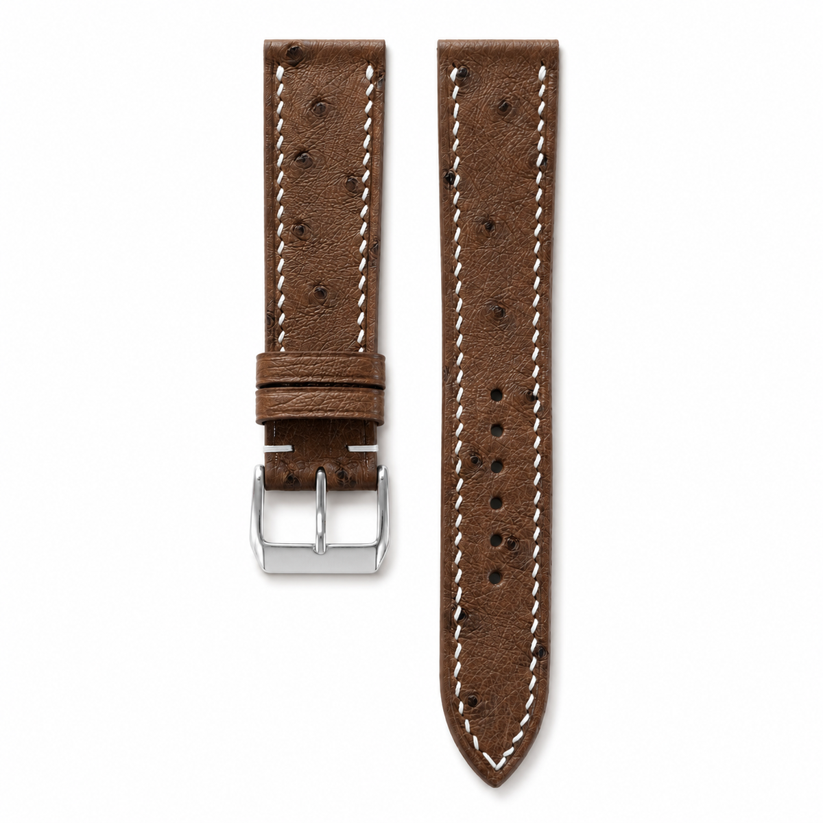 Brown Ostrich Leather Watch Strap