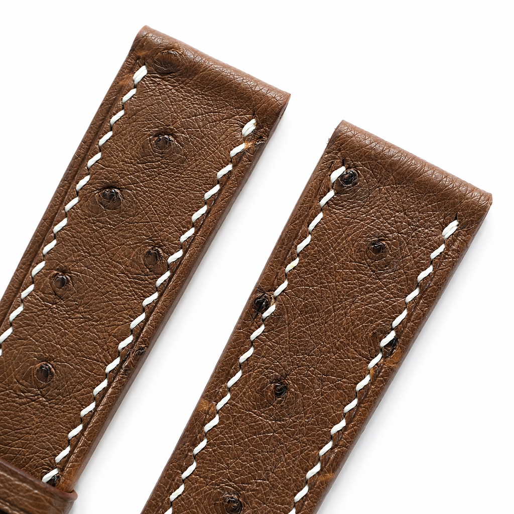 Brown Ostrich Leather Watch Strap