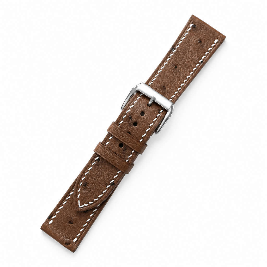 Brown Ostrich Leather Watch Strap