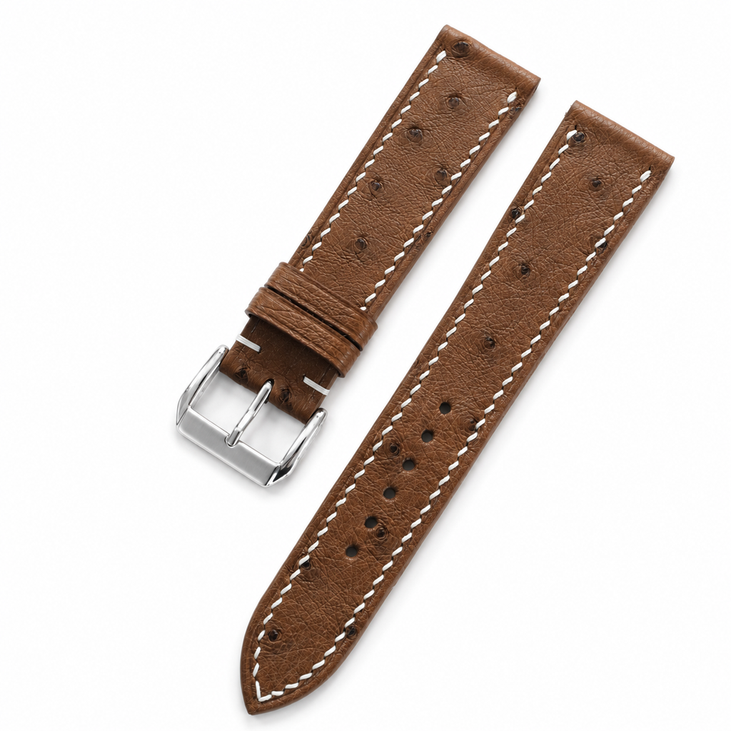 Brown Ostrich Leather Watch Strap