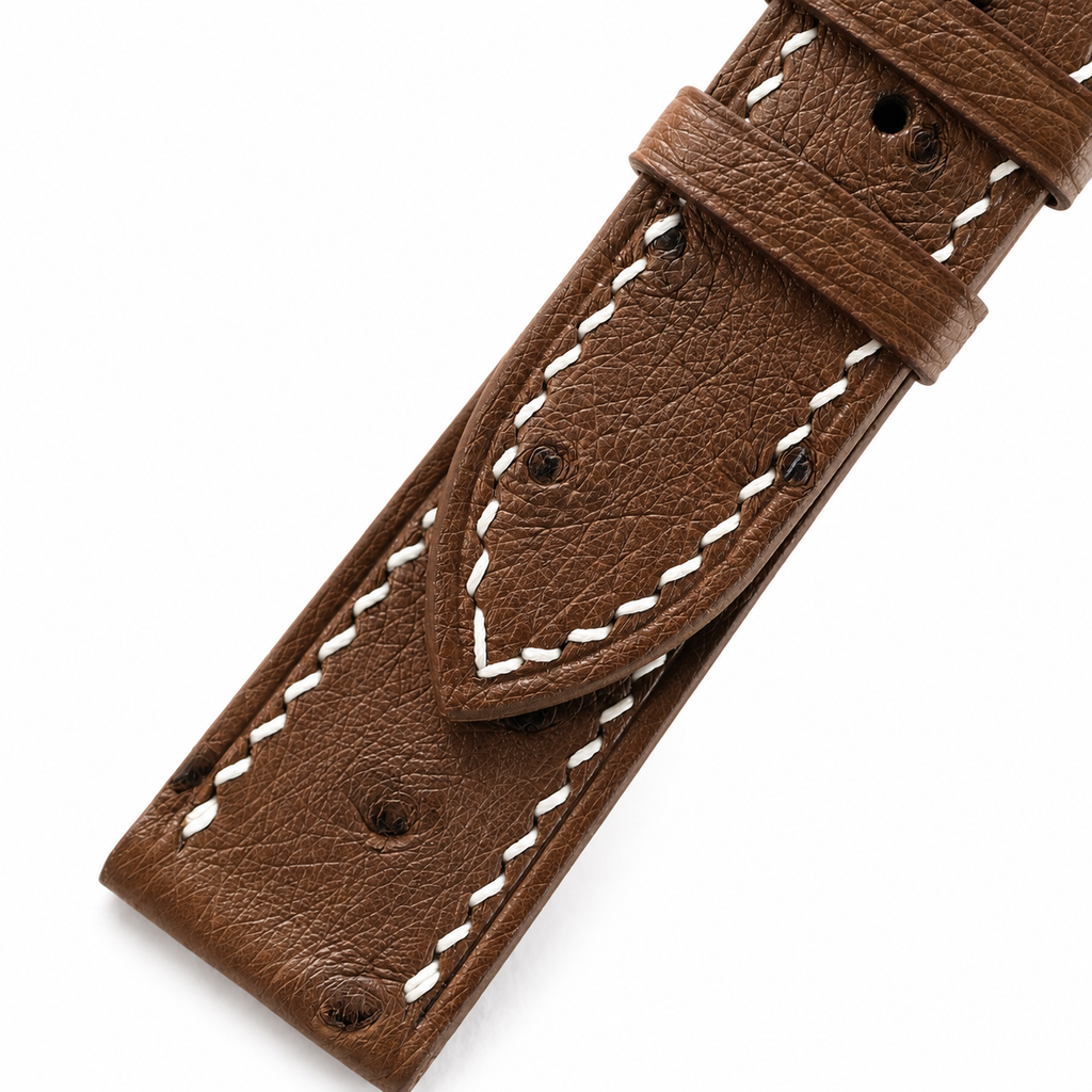 Brown Ostrich Leather Watch Strap