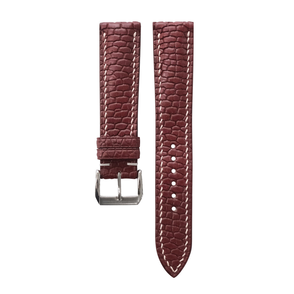 Patina Burgundy Brown Beaver Tail Leather Watch Strap
