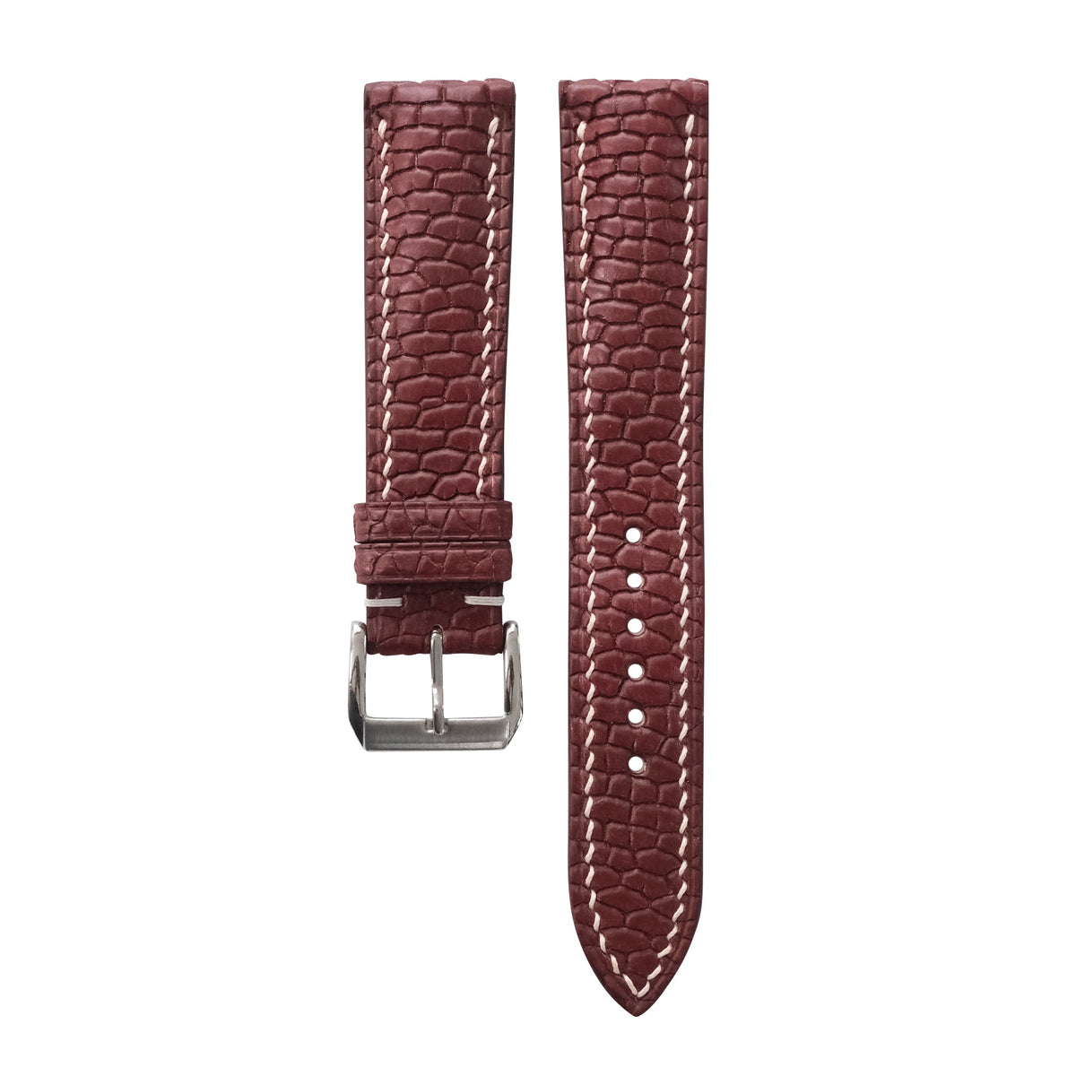 Patina Burgundy Brown Beaver Tail Leather Watch Strap