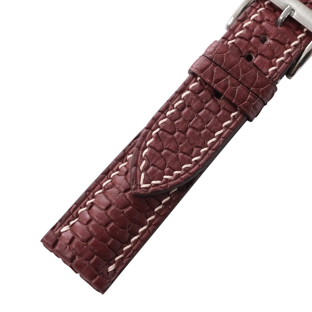 Patina Burgundy Brown Beaver Tail Leather Watch Strap