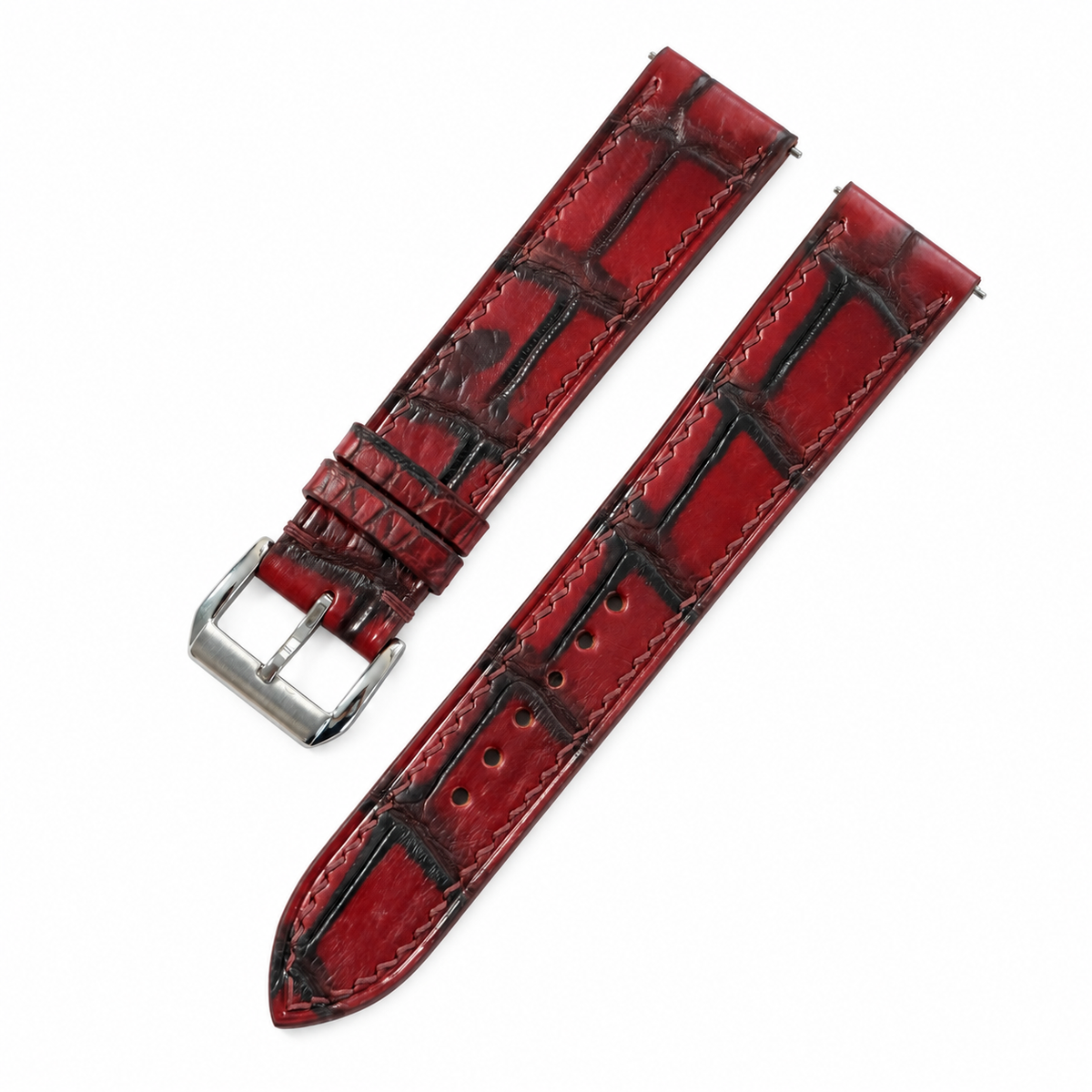 Burgundy Oxblood Patina Alligator Leather Watch Strap