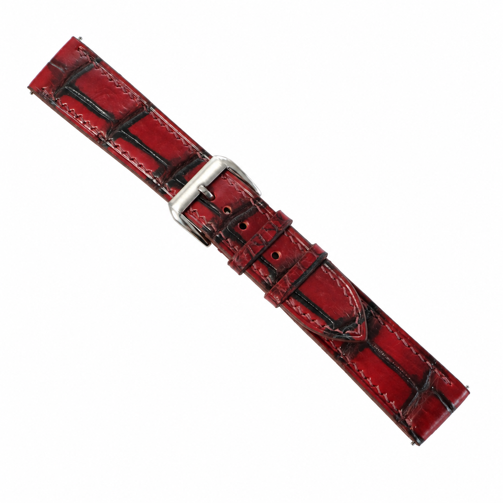 Burgundy Oxblood Patina Alligator Leather Watch Strap