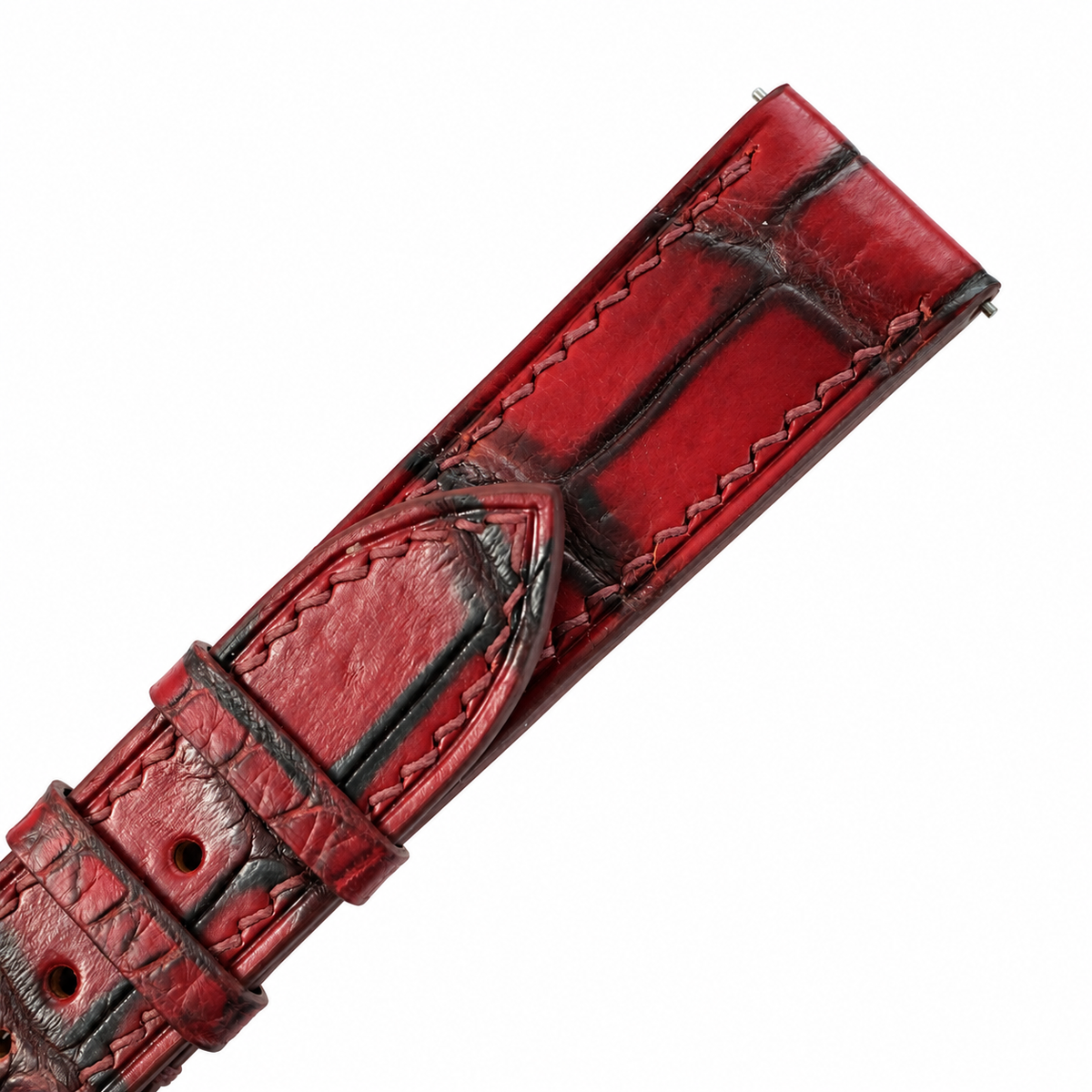 Burgundy Oxblood Patina Alligator Leather Watch Strap