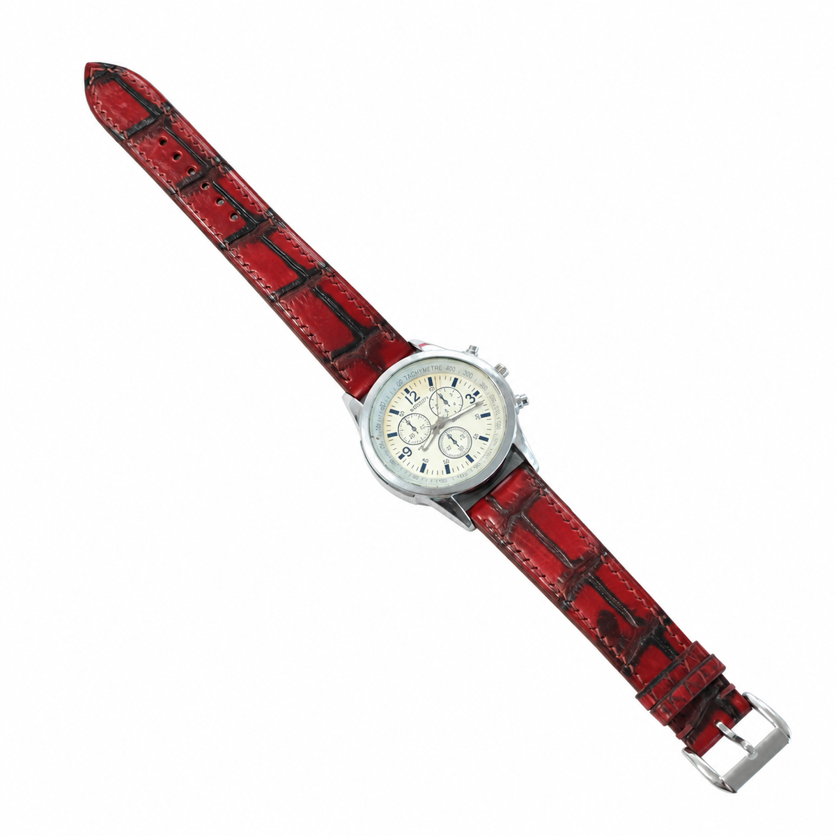 Burgundy Oxblood Patina Alligator Leather Watch Strap