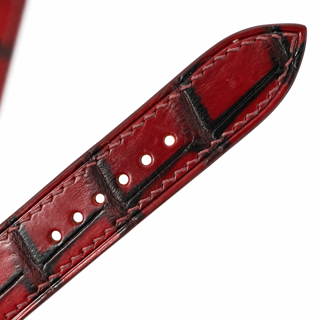 Burgundy Oxblood Patina Alligator Leather Watch Strap