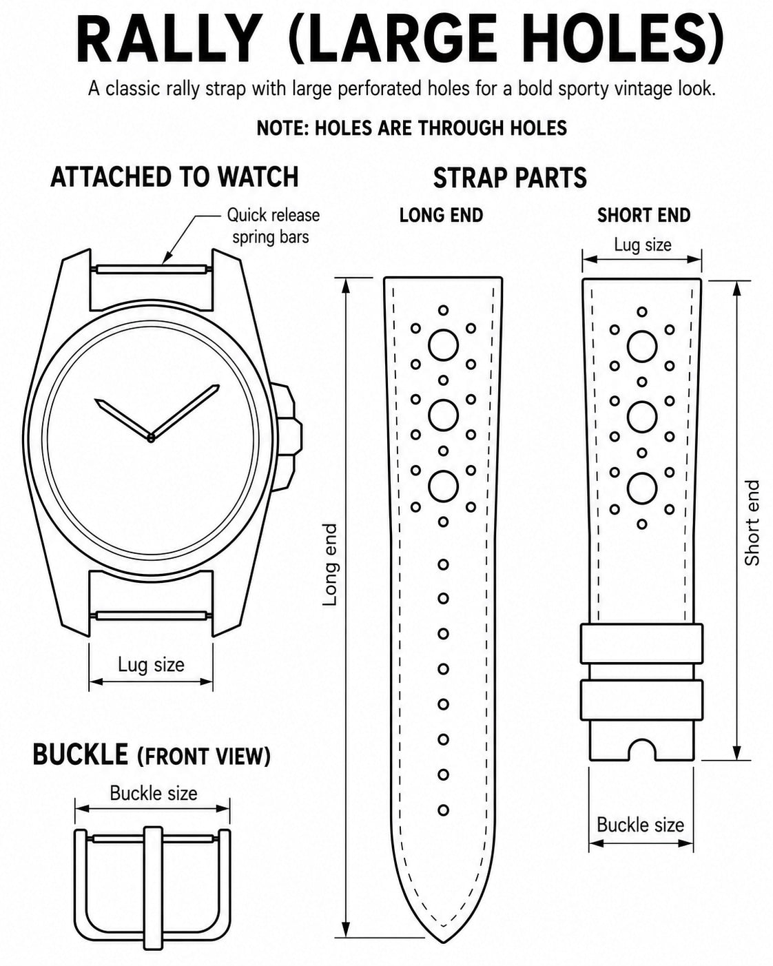 Custom Through-Hole Rally Leather Watch Strap - Bespoke Open Holes