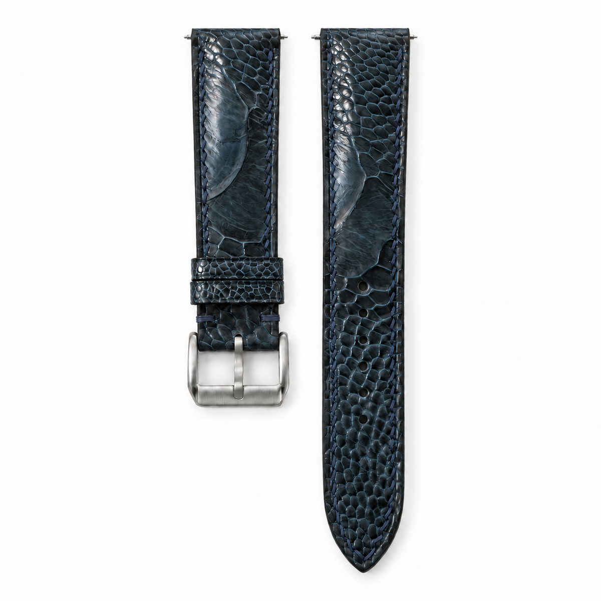 Dark Navy Ostrich Leg Leather Watch Strap