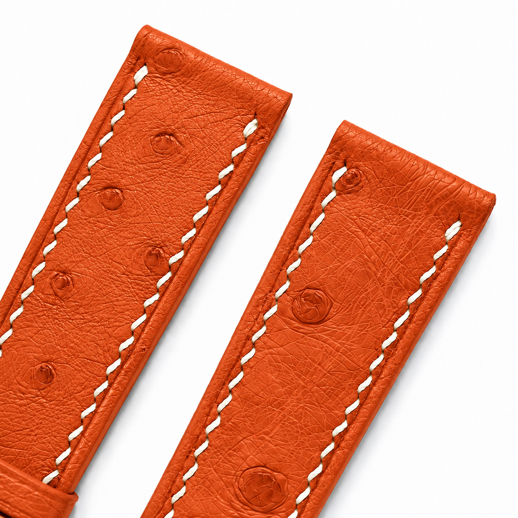 Orange Ostrich Leather Watch Strap