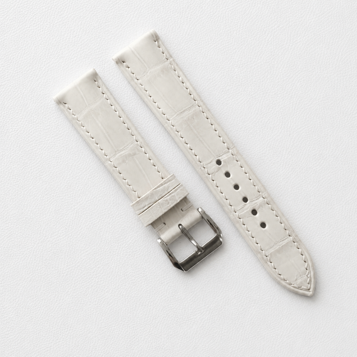 Ivory White Alligator Leather Watch Strap