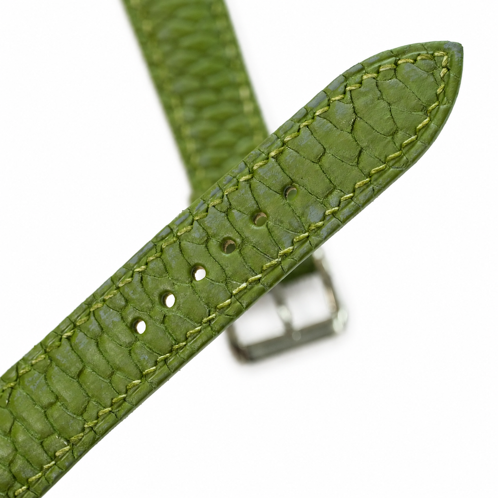 Olive Green Beaver Tail Leather Watch Strap