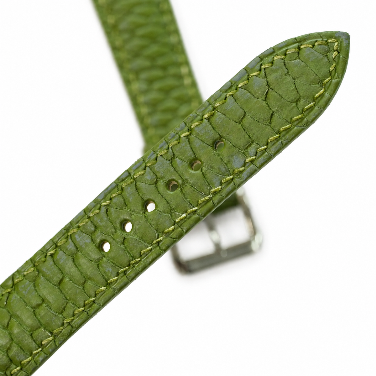 Olive Green Beaver Tail Leather Watch Strap