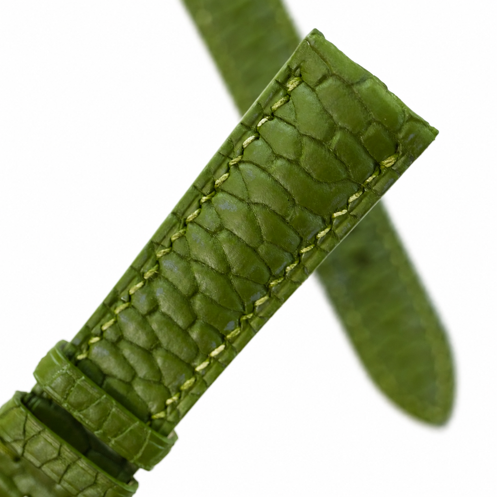 Olive Green Beaver Tail Leather Watch Strap