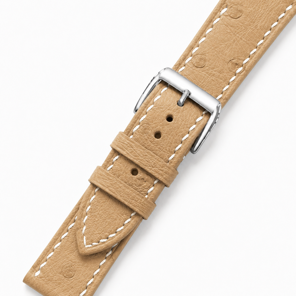 Camel Tan Ostrich Leather Watch Strap