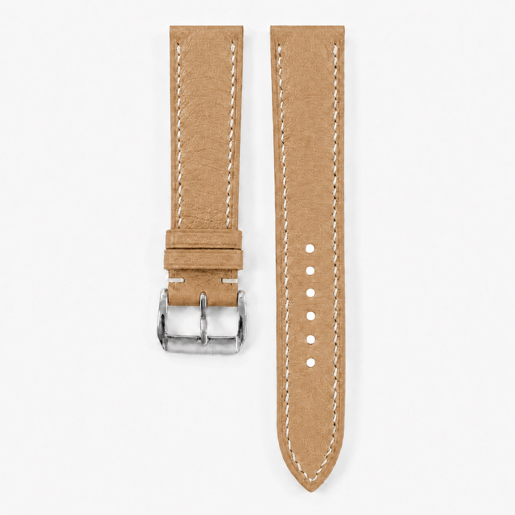 Camel Tan Smooth Ostrich Leather Watch Strap