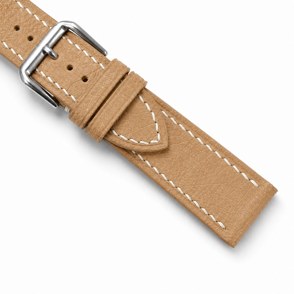 Camel Tan Smooth Ostrich Leather Watch Strap