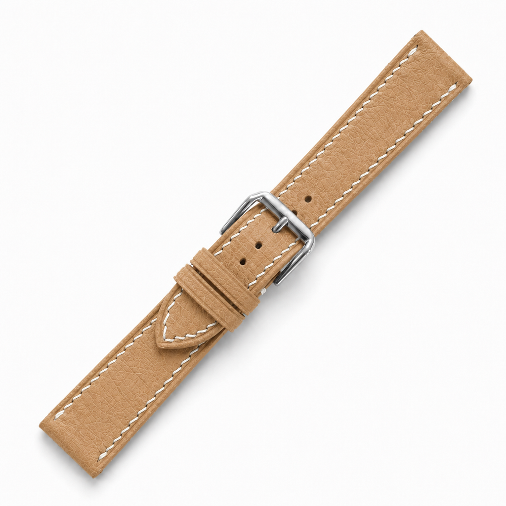 Camel Tan Smooth Ostrich Leather Watch Strap