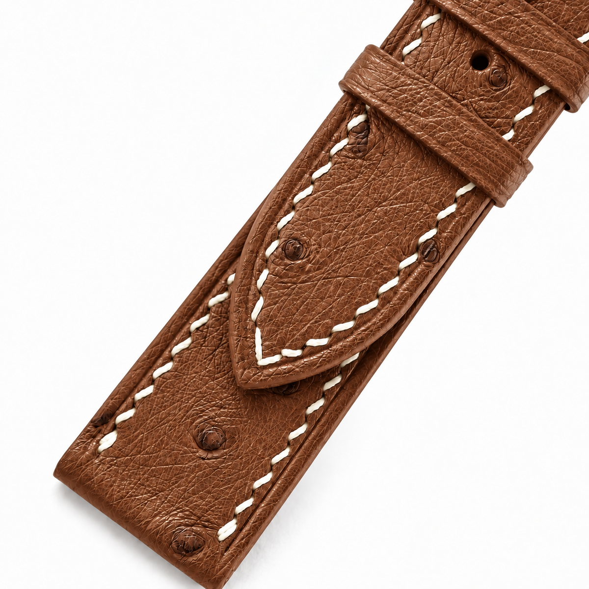 Cognac Brown Ostrich Leather Watch Strap