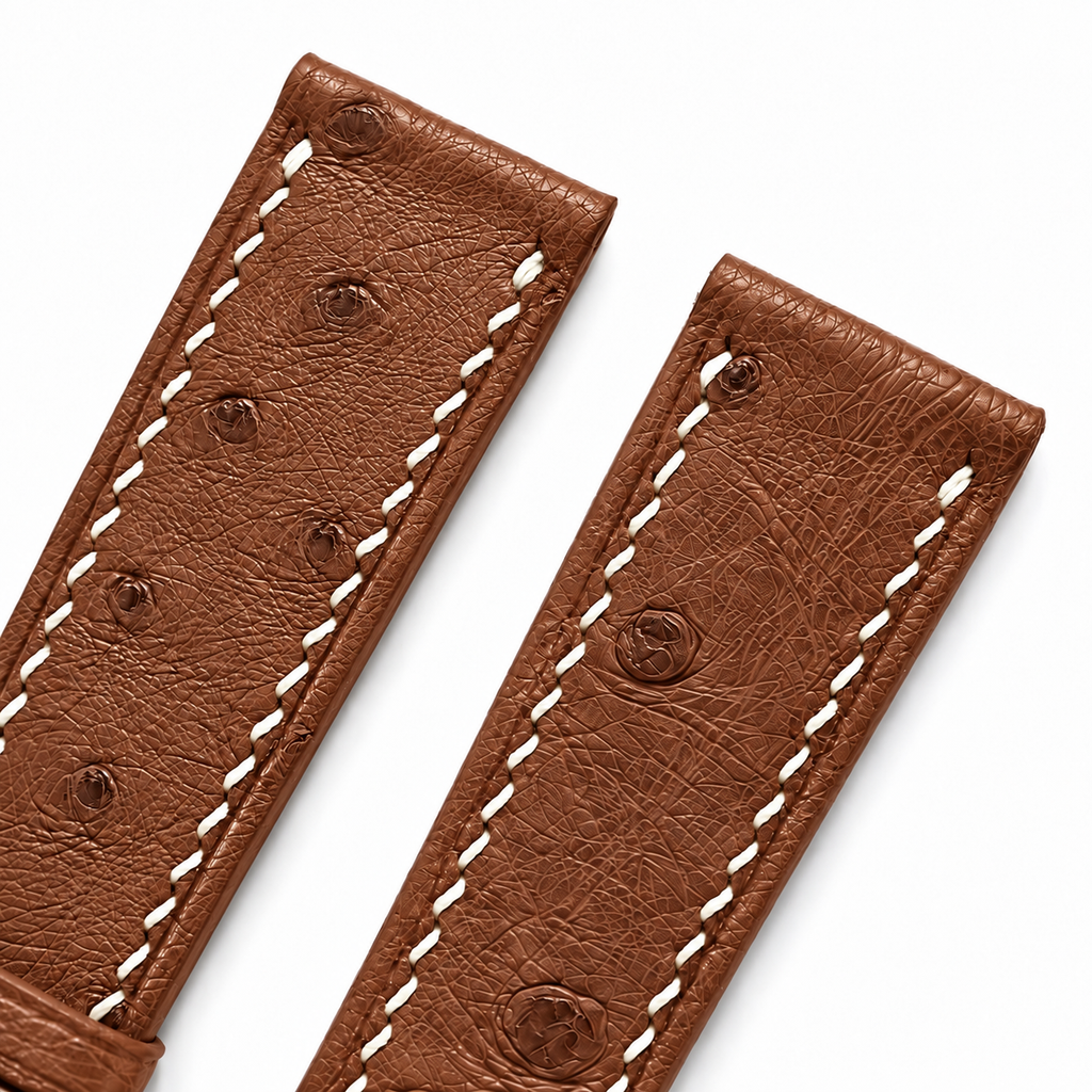 Cognac Brown Ostrich Leather Watch Strap