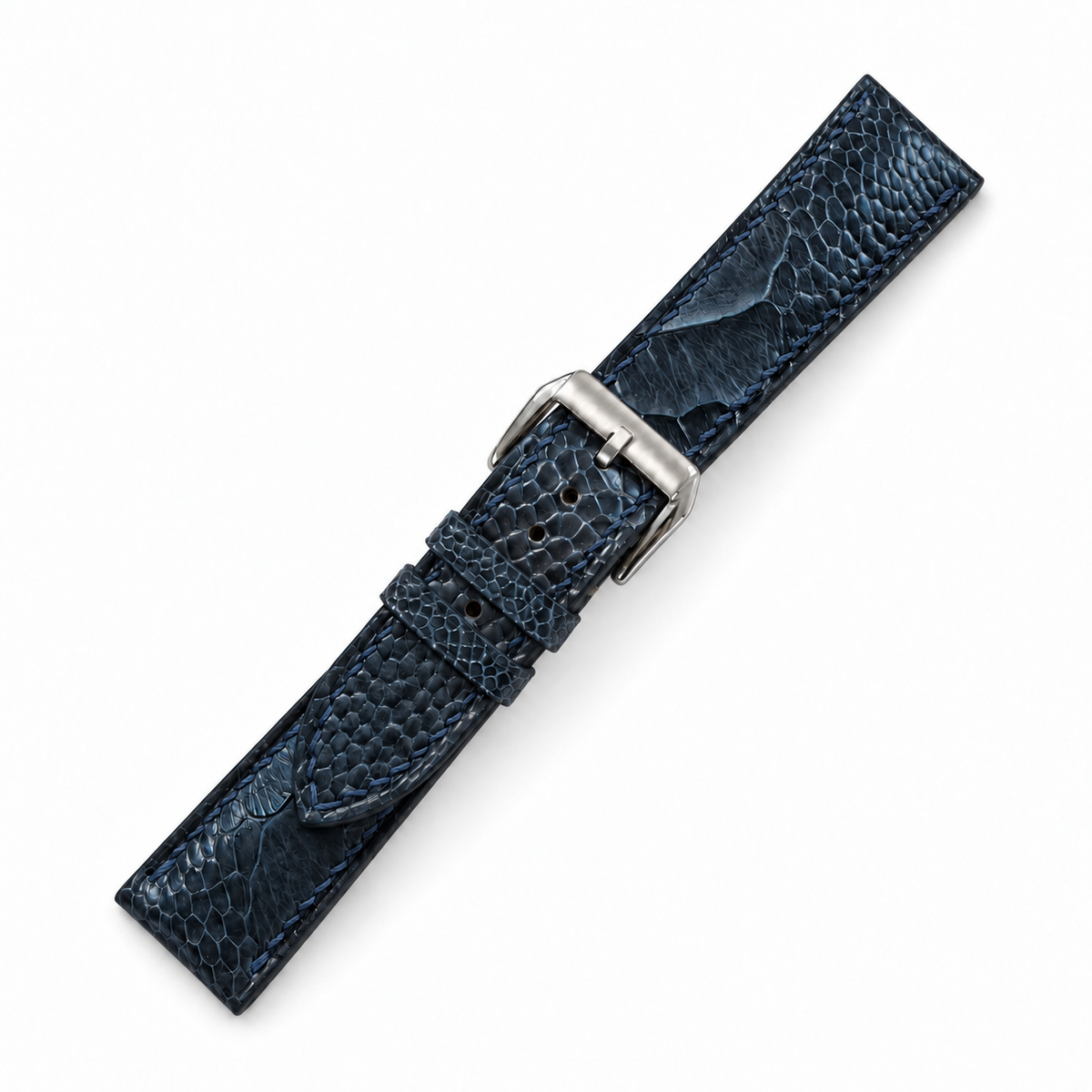 Dark Navy Ostrich Leg Leather Watch Strap