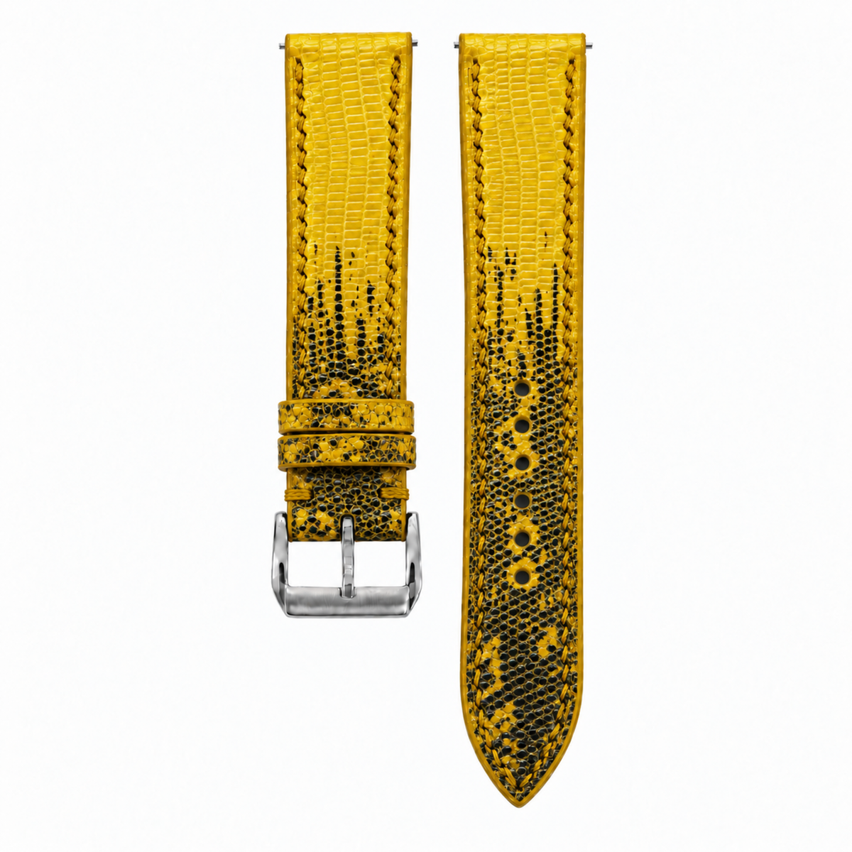 Yellow Black Lizard Leather Watch Strap
