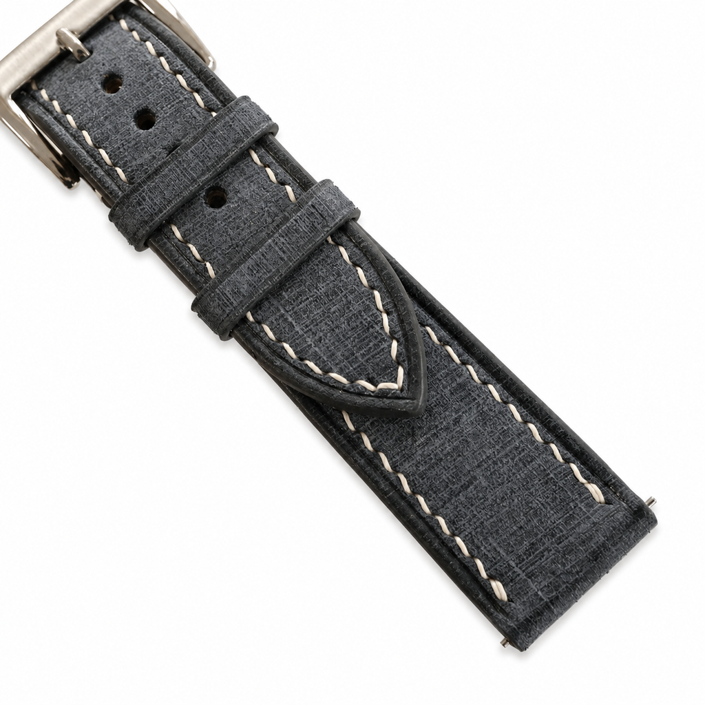 Charcoal Gray Babele Leather Watch Strap