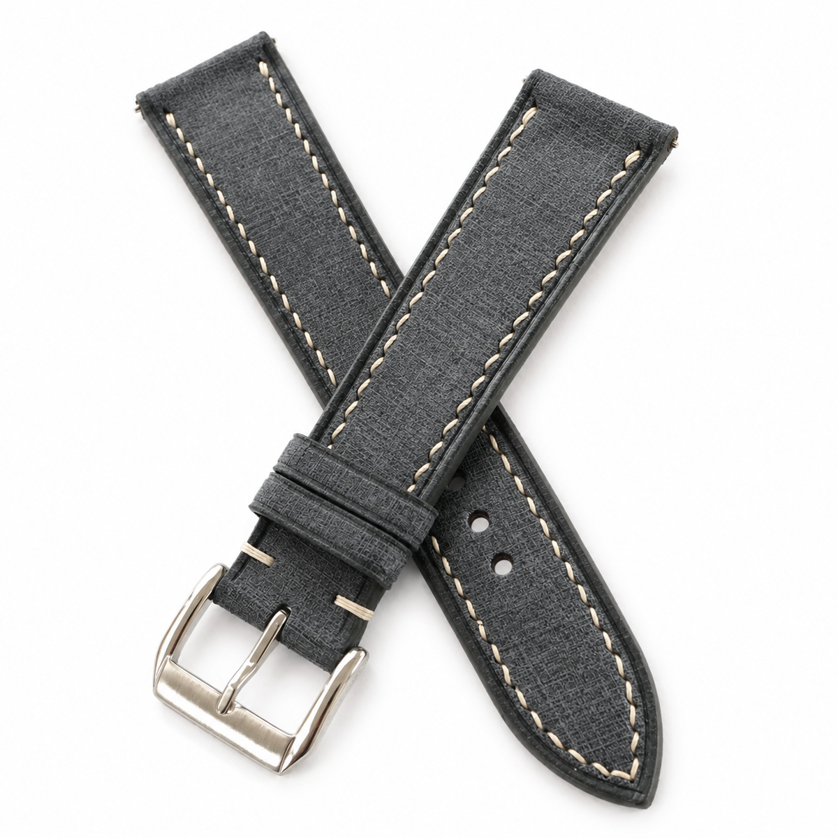 Charcoal Gray Babele Leather Watch Strap